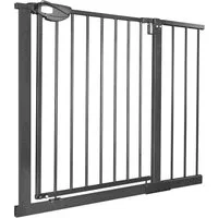 FIVMEN Treppenschutzgitter Türschutzgitter Treppengitter ohne bohren für Kindersicherheit, 76cm Hoch Weiß/Schwarz aus Metall
