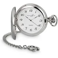 Hermann Jäckle Taschenuhr Todtnau Quarz 50 mm, Mineralglas, mit Kette und Reiseetui