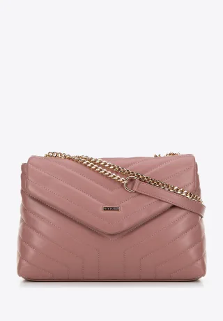 Wittchen Damen-Umhängetasche mit Kette aus Kunstleder, rosa