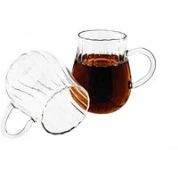 Mulex Teeglas Riffle Gläser-Set 350 ml - Tee - mit Henkel aus Borosilikatglas, 6-tlg.