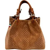 FLORENCE Handtasche Florence Umhängetasche Damen Handtasche (Handtasche), Damen Handtasche, Umhängetasche Leder, braun ca. 31cm x ca. 28cm