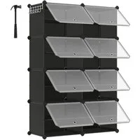 SONGMICS Schuhregal Schuhschrank, 30 x 40 x 30 cm pro Fach, für Flur, Eingangsbereich, mit 8 Fächern, mit Türen, für bis zu 32 Paar Schuhe, anpassbar