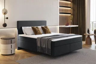 Boxspringbett Schlafzimmerbett ROCIO Nr.5 Premium 180x200cm in Stoff Schwarz