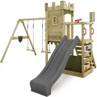 FATMOOSE Spielturm BoldBaron mit Schaukel, Rutsche & Kletterwand, Kletterturm aus Massivholz für Kinder – 10 Jahre Garantie*