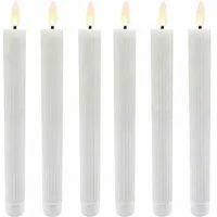relaxdays LED-Kerze LED Stabkerzen 6er Set, weiß