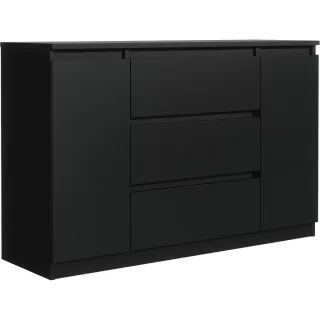 Mobelsta Kommode, Schwarz, Holzwerkstoff, Teilmassiv,Strukturbuche, 2 Schubladen, 120x78.5x39 cm, Wohnzimmer, Kommoden & Sideboards, Kommoden
