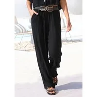 Buffalo Palazzohose in lockerer Passform mit weitem Bein bequemer Viskose-Crepe, Sommerhose, Strandhose