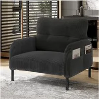 STILVORA Wohnzimmer-Set aus Cordstoff,Loungesessel Relaxsessel mit Seitentasche&Armlehne