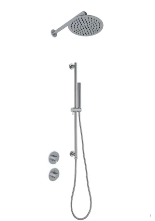 JEE-O slimline 04 Wand-Duschkombination mit Thermostat und Umsteller, edelstahl gebürstet, 800-6450 800-6450