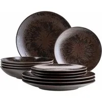 MÄSER Tafelservice METALLIC BRONZE, aus Keramik (12-tlg), 4 Personen, Keramik, Teller Set, Geschirr-Set, Service