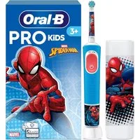 Oral-B Aufsteckbürsten Pro Kids 3+ Spiderman Elektrische Zahnbürste mit Reisetui, blau/rot