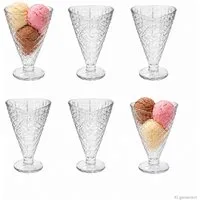 MamboCat Eisschale 6er Set COPA HELADO Eisbecher 340ml auf Fuß Glas, Glas