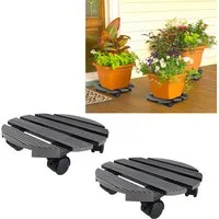FIVMEN (88BEE8F9F2) Pflanzenroller WPC- Rund Pflanzenwagen Tragkraft 100 kg Blumenwagen 30 x 30 cm