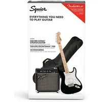 Squier E-Gitarre, E-Gitarren, E-Gitarren-Sets, Sonic Series Stratocaster Pack MN Black - E-Gitarren Anfänger Set