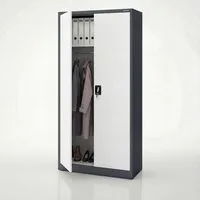 Jan Nowak Mehrzweckschrank Metall Mehrzweckschrank abschließbar 90 cm DAWID 3 Zonen Stahl (0,6 mm Wandmontage möglich PZH-zertifiziert DSGVO-konform) Putzschrank Kleiderstange Schloss 2 Schlüssel robust 11 Farben