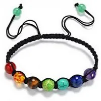 Saraswati Armband Armband Baumwolle, Chakra Edelsteine, 16-28cm länge verstellbar