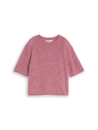 Denim Tom Tailor - Lightweight Strickpullover mit Alpaka-Anteil dusty berry melange - Gr. - L