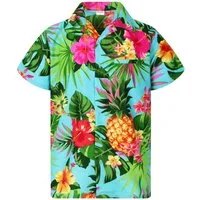King Kameha Hawaiihemd "Pineapple" Funky Hawaii-Hemd Herren Kurzarm Front-Tasche Stylish