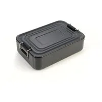TROIKA Lunchbox BLACK BOX mit Bügelverschluss – schwarze Brotdose aus Aluminium, Aluminium, spülmaschinengeeignet, robust für Alltag, Schule und Outdoor, rostfrei