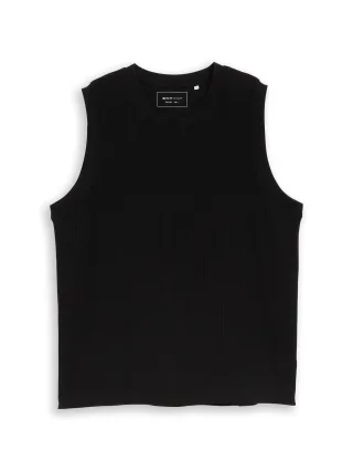 Denim Tom Tailor - Relaxed Fit Tanktop mit Waffelstruktur black - Gr. - S