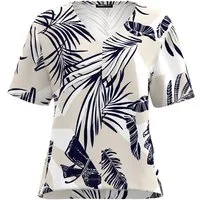 FRANK WALDER T-Shirt mit Blätterprint