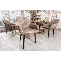 riess-ambiente Polsterstuhl TURIN vintage taupe / schwarz (Einzelartikel, 1 St), Esszimmer · Microfaser · Metall · mit Armlehne · Retro Design
