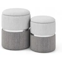 COSTWAY Sitzhocker (2er Set), mit Stauraum, Fußhocker gepolstert, stapelbar