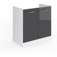 Vicco Unterschrank R-Line, Anthrazit Hochglanz/Weiß, 80 cm ohne Arbeitsplatte (1-St)