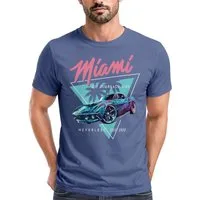 Neverless Print-Shirt Herren T-Shirt Bedruckt Miami Beach Surfing Motiv USA Retro Automobil mit Print