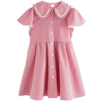 Next Hemdblusenkleid Kleid mit Vichykaros und Engelsärmeln (1-tlg)