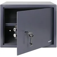 HMF Möbeltresor Safe Tresor mit Schlüssel, Möbeltresor, mit Doppelbartschloss, 38 x 30 x 30 cm, Anthrazit
