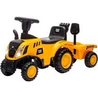 Jamara Rutscher Caterpillar Traktor mit Anhänger 2in1, gelb, mit Licht- und Soundeffekten sowie Hupe
