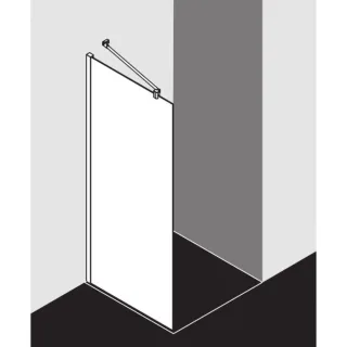 Kermi Mena Seitenwand mit Wandprofil METWP09020VAK 90 x 200 cm, silber hochglanz, ESG klar, auf Duschwanne