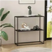 en.casa Konsolentisch, »Strömstad« mit 2 Ablagen Stahl 80 x 80 x 26 cm Schwarz