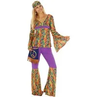 dressforfun Hippie-Kostüm Frauenkostüm Hippie, Oberteil und Hose aus Elastik-Jersey