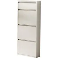en.casa Schuhschrank »Sokndal« mit 3+1 Klappen Metall Pfefferweiß