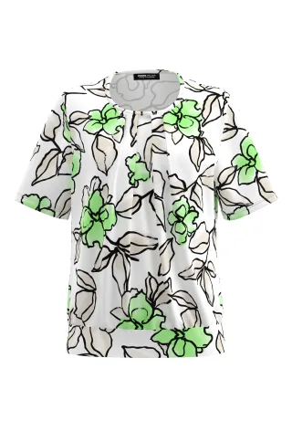 FRANK WALDER - Blusenshirt NOS mit zarter Falte paradise green/ecru/schwarz - Gr. - 44