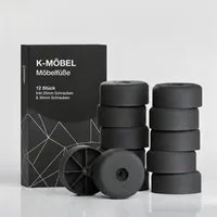K-Möbel Möbelfuß C1100, (Set, 12-St., 12 Stück inkl 25mm & 30mm Schrauben), Made in Germany - bis 300kg belastbar