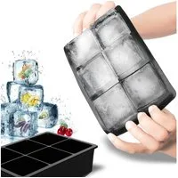 PRIISF Eiswürfelform Silikon Eiswürfelbehälter Silikonformen großer 6Fächer Cube Mit Deckel, (spülmaschinenfest Babybrei), BPA frei, Leichtes Herauslösen