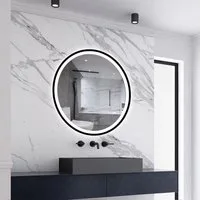 Aica Sanitär Badspiegel LED Wandspiegel mit Beschlagfrei Kalt/Neutral/Warmweiß Dimmbar, mit Bluetooth und Uhr