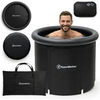 HyperMotion Ovalpool HyperMotion Eisbad Wanne 330 L faltbar mit Isolierdeckel Schwarz