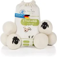 Feluna Wäschekugel Öko Trocknerbälle aus 100 % Schafwolle –6er-Set,natürliche Weichspüler (6er Set), Biologischer Weichspüler aus 100% Schaf-Wolle