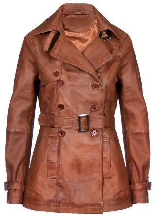 Mittellanger Damen-Trenchcoat aus Leder – Oakham