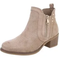 Ital-Design Modische Stiefelette mit Reißverschluss und Perforation Sommerboots (91261324) Blockabsatz Stiefeletten in Hellbraun
