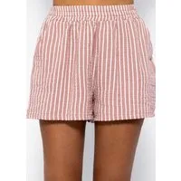 SASSYCLASSY Shorts Gestreifte Musselin Shorts mit elastischen Bund 100 % Baumwolle (Musselin), atmungsaktiv, sehr leicht, Made in Italy