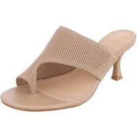 Ital-Design Damen Mule mit Absatz und offenem Design Zehentrenner (91895914) Pfennig-/Stilettoabsatz Sandalen & Sandaletten in Hellbraun