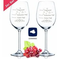 GRAVURZEILE Rotweinglas 2x Leonardo XL Weinglas Schlechter Tag, Guter Tag - Frag nicht!, Glas, Graviertes Geschenk für Partner, Freunde & Familie
