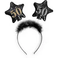 partydeco Kostüm Haarreif mit Sternen '50', Schwarz - Geburtstag