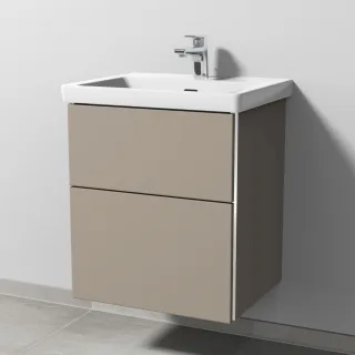 Sanipa 3way Waschtischunterbau zu Villeroy & Boch Subway 3.0 Waschtisch mit 2 Auszügen, Sandgrau-Mat BS85267