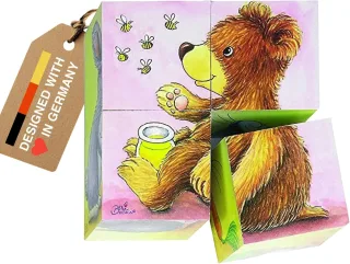Goki 57056 - Tierkinder [Puzzle aus 4 Würfel]